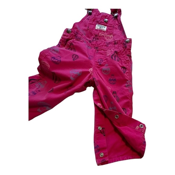 OshKosh B'gosh Hot Air Balloon Print Pink Girls Bib Overalls - Size 12 Months - Picture 3 of 9